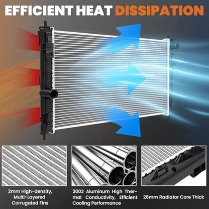 KUIPERAUTO Aluminum Radiator W/Oil Cooler Compatible for 2014-2019 Chevrolet Impala LS LT LTZ l4 Compatible for Malibu Limited Compatible for Buick Regal L4 2.0L 2.5L Replace# CU13328 - style: 14-19 Impala CU13328