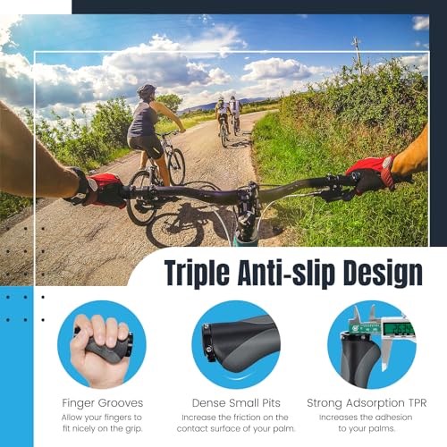PRUNUS Bike Grips Rubber Ergonomic Antislip Handlebar Grips for MTB Bicycle - color: black