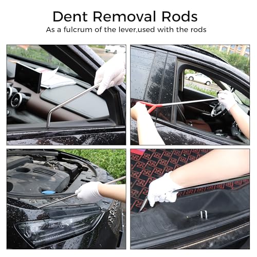 Dent Repair Tools 6 Pieces of Dent Removal Rods with Awl Head Paintless Dent Removal Kit Car Auto Body Dent Removal of Hail Dents and Door Ding (6 PCS Rod 21 PCS Pen) - style: 6PCS