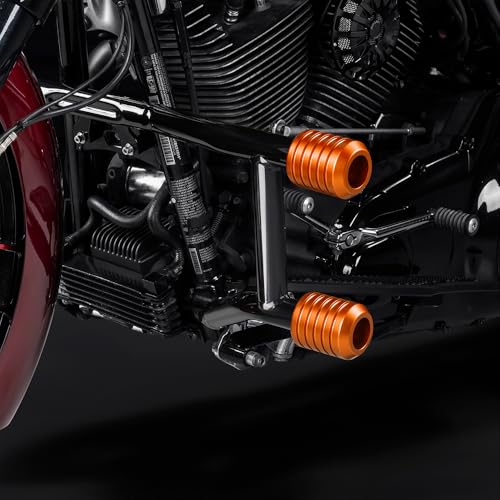 Advanblack Protek Two Step Highway Peg Crash Bar with CNC Slider Fit for 2014-2025 Harley Touring Road Glide Street Glide Electra Glide – Engine Guard Performance Upgrade (Gold CNC) - color: Gold CNC