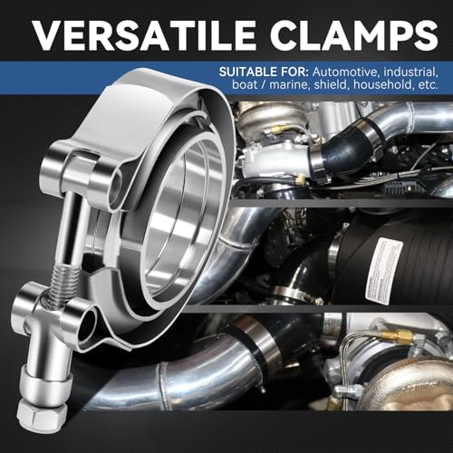 Auto Dynasty 2.5" V Band Clamp with Male/Female Flanges 304 Stainless Steel for Turbo and Exhaust Systems, Natural Metallic, Pack of 2 - color: Pack of 2, size: 2.5" OD