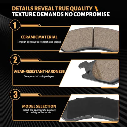 D702 Front Ceramic Brake Pads Kit Fit For Dodge Ram 1500 2004-2008, For Ram 2500 2001-2008, For Ram 3500 2001-2008, For Ram 4000 2002, 2005-2008 - size: HZ702