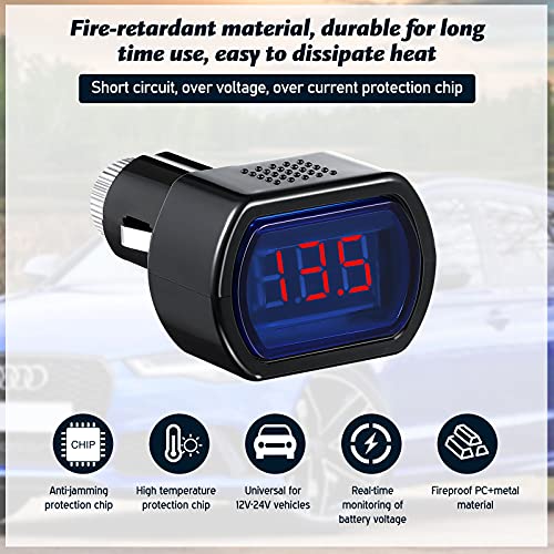4 Pieces Dc 12v-24v LED Digital Car Voltmeter for Auto Car Motorcycle Truck