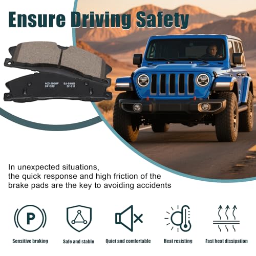 D1611+D1377 Front and Rear Ceramic Brake Pads Kit Fit For Ford Explorer/Flex/Taurus/Police Interceptor Sedan 2013-2019, For Police Interceptor Utility 2013-2018, For Lincoln MKT 2013-19 - style: HZ1611+HZ1377