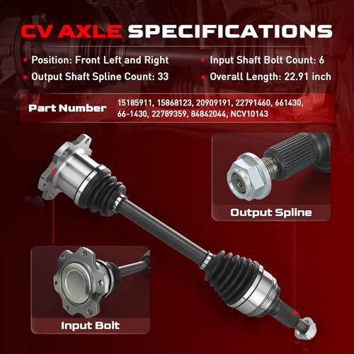 Betthand 2Pcs 661430 Front CV Axle Fit for 4WD 07-13 Chevy Silverado 1500 - size: 661430*2