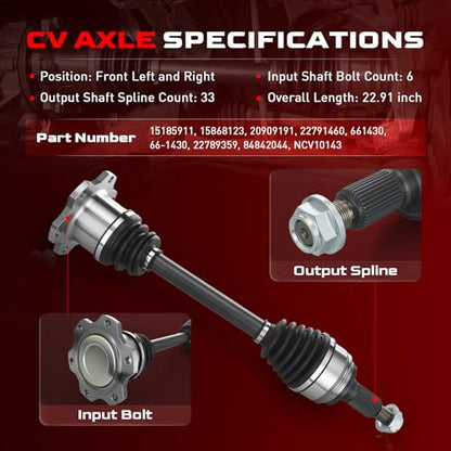 Betthand 2Pcs 661430 Front CV Axle Fit for 4WD 07-13 Chevy Silverado 1500 - size: 661430*2
