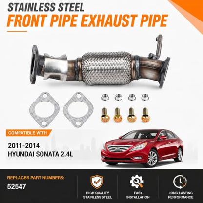 52547 Front Flex Exhaust Pipe for 11-14 Hyundai Sonata 2.4L Non-Hybrid FP03 - size: Sonata-2.4'' SIZE