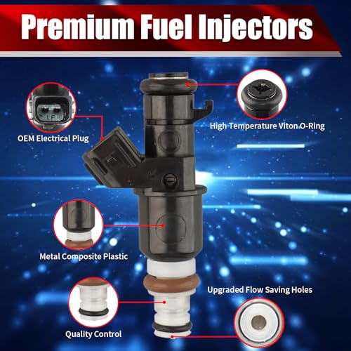Set of 4 Fuel Injectors FJ484 16450-RAA-A01 Replacement - size: FJ484
