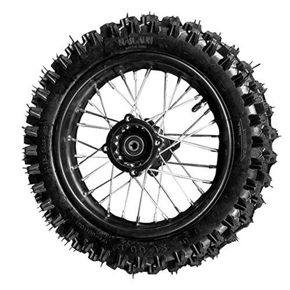 80/100-12inch Rear Tire Disc Brake Wheel Rim With 12mm Bearing Set for Pit Pro Dirt Bike - size: 80/100-12