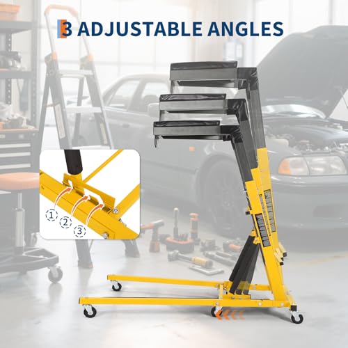 Topside Automotive Creeper,Engine Topside Creeper with Adjustable Height 48"-66", 400 Lbs Heavy-Duty Foldable Garage Creepers, 6 Swivel Casters, Padded Deck, Tool Pouch, for Truck/SUV Garage Mainten