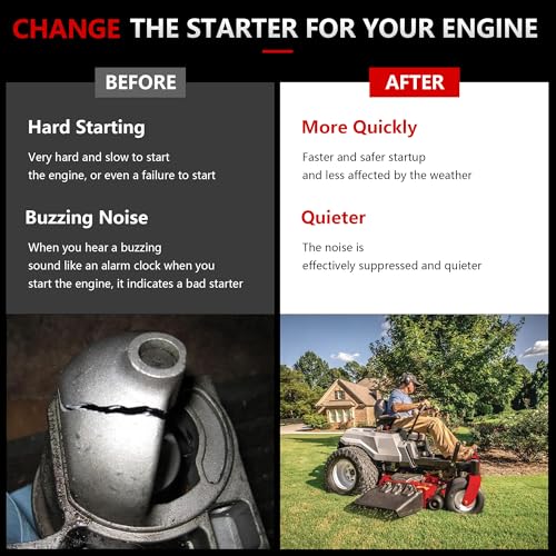 Starter Motor for Briggs & Stratton Air Cooled 14HP Horizontal 1996-1998 / 14HP Vertical 1996-1998 / 16HP Horizontal 96-98 / 18HP Horizontal Replaces OE# 399928 498148 495100 SBS0009