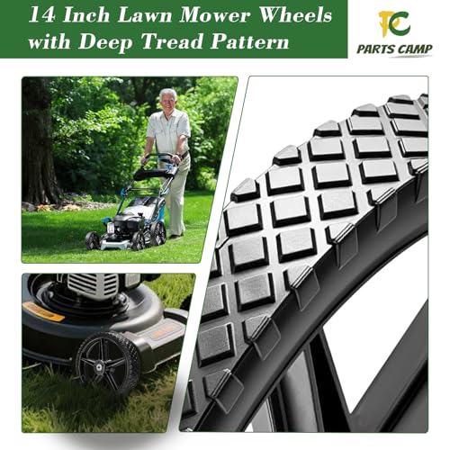 Parts Camp 14" Lawn Mower Wheels Kit, 14 x 1.75" Spoked Plastic Wheel - size: 14-inch