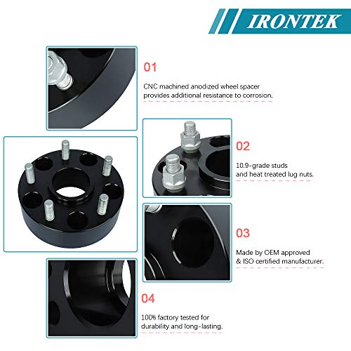IRONTEK 2" 5x127mm Wheel Spacers Adapters (71.5mm Hub Bore, M1/2 x 20 Studs) 5x5 to 5x5 50mm Hubcentric Spacers FITS Jeep 06-10 Commander, 99-10 Grand Cherokee, 07-18 Wrangler 4 Pieces - size: 2"|5x5|4PCS