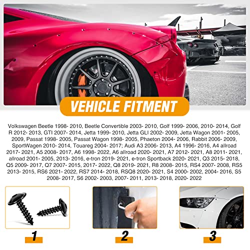 GOOACC 50pcs Torx Truss Head Tapping Screw Fender Liner Splash Guard Under Cover License Bracket for VW Audi N90775001 N90892001 N90648702 Black Zinc M5-2.12 x 19mm T25 - color: 50Pcs Tapping Screw