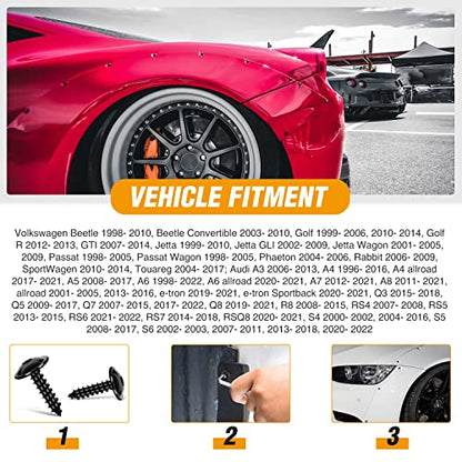 GOOACC 50pcs Torx Truss Head Tapping Screw Fender Liner Splash Guard Under Cover License Bracket for VW Audi N90775001 N90892001 N90648702 Black Zinc M5-2.12 x 19mm T25 - color: 50Pcs Tapping Screw