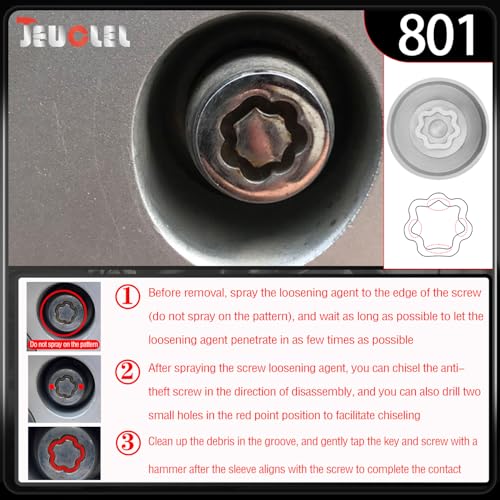 801 Wheel Locking Nut Key for Jeep, ID 29mm Lug Removal Tool - size: 801