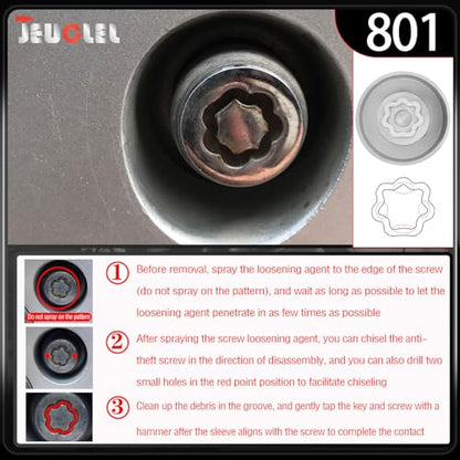 801 Wheel Locking Nut Key for Jeep, ID 29mm Lug Removal Tool - size: 801