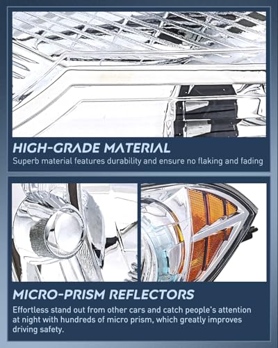 Nilight Headlight Assembly Compatible with 2008-2012 Chevy Malibu - color: Chrome Housing Amber Reflector, size: 2008-2012 Chevy Malibu