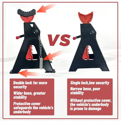 HENBOW Jack Stands,3 Ton(6600Lbs) Capacity Black, 1 Pair - color: Black