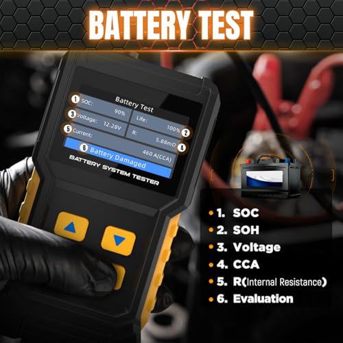 Car Battery Tester 12V 24V Automotive Battery Load Tester 30-2000 CCA, Auto Alternator Tester Charging Cranking System Testing for Car Truck Motorcycle ATV SUV Boat