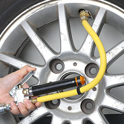 Hromee Heavy Duty Tire Inflator with Pressure Gauge 120PSI with Dual Head Air Chuck and Lock On Tire Chuck, Air Compressor Accessory and Tire Valve Tools