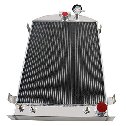 4 Row Aluminum Radiator for 1930-1936 Ford Model-A Hot Rod Chevy V8