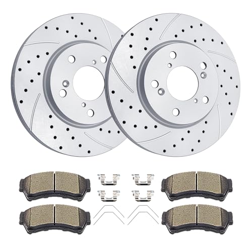 Acinoparts Front Brake Kit Drilled and Slotted Rotors Ceramic Brake Pads - size: ABK00802