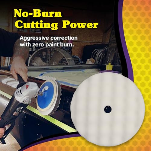 Wizards Aggressor Buffing Pad - Aggressive Cutting, Velcro Backed 8 x 1.75 - color: White