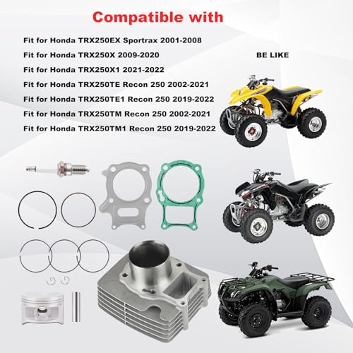 72MM Big Bore Cylinder Piston Ring Top End Kit Compatible with Honda TRX250 TRX250EX X TE 2x4 ES 2002-2025 12100/12251-HN6-000 - size: cylinder bore：72MM