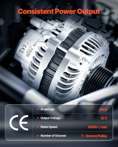 VEVOR Car Alternator 11176, Fit for Honda Civic 1.8L L4 2006-2008 2011, Civic 1.8L L4 (MFI) 2009-2010, Automotive Replacement Alternator 31100RNAA01, 31100RNAA012M2, 31100RNAA01RM, AHGA67, A002TC1391 - size: 11176
