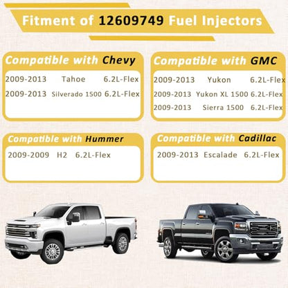 Compatible with/GM 2009-2013 Yukon Escalade Silverado 6.2 Fuel Injectors