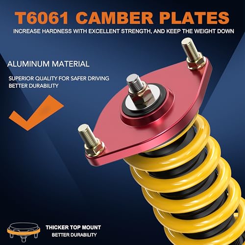 KUIPERAUTO Lowering Coilovers Struts Compatible for 1990-1997 & 1999-2005 Mazda Miata MX5 NA NB Front & Rear Shocks Adjustable Height Suspension Coil Spring Strut (Set of 4)(Yellow) - size: 1990-1997 & 1999-2005 Mazda Miata
