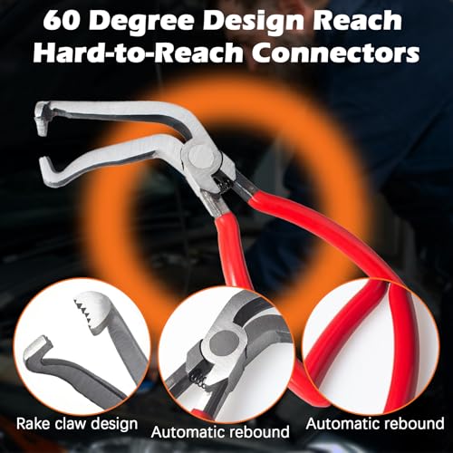 Electrical Disconnect Pliers Set – Automotive Electrical Tools & Connector Removal Tool Kit with Hose Clamp Pliers, Wire Terminal Separator, and Car Plug Connector - color: Red