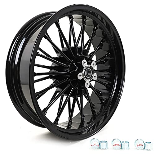 TOFR 21x3.5 18x5.5 Fat Spoke Black Wheels For Harley Dyna FXDB FXD 06-07 - color: 21x3.5 18x5.5 Black, size: Dyna 2006-2007