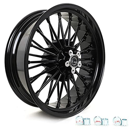 TOFR 21x3.5 18x5.5 Fat Spoke Black Wheels For Harley Dyna FXDB FXD 06-07 - color: 21x3.5 18x5.5 Black, size: Dyna 2006-2007