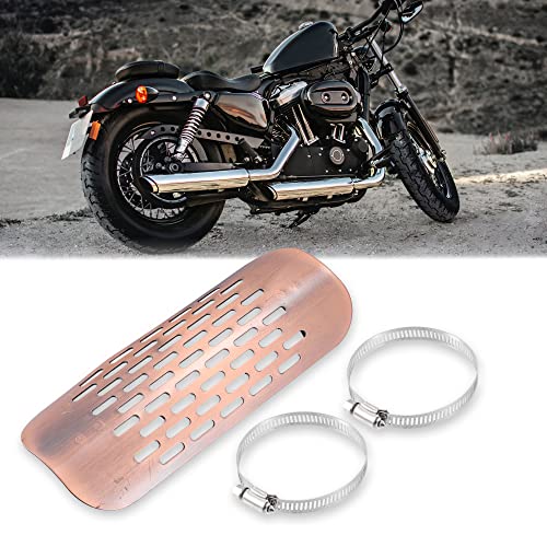 X AUTOHAUX 1 Set Universal Motorcycle Exhaust Heat Shield Pipe Shield - color: Copper Tone