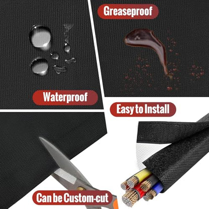Wire Heat Shield Wrap for Car Hose Lines, 1-1/2" I.D. x 10FT, Black - color: Black, size: 1-1/2" I.D. x 10FT