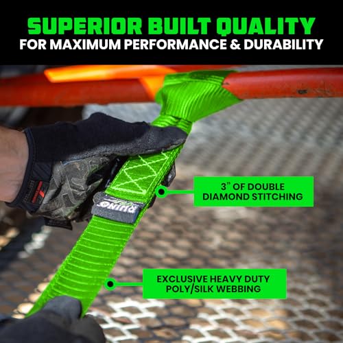 Rhino USA Soft Loop Tie Down Straps (4-Pack) - Motorcycle Handlebar Straps - color: Green 4-Pack