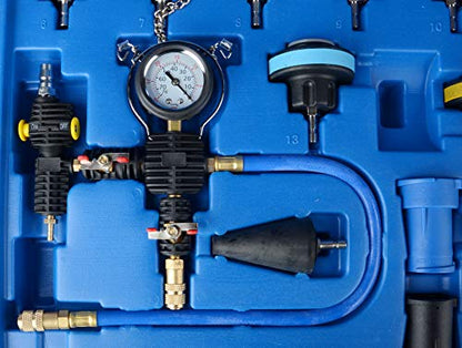 DAYUAN 28Pcs Universal Radiator Pressure Tester Kit Coolant Pressure Tester - color: Blue