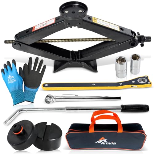 Car Jack Kit 3 Ton Scissor Jack with Universal & Tesla Pads for Auto & SUV - size: Car Jack Kit 3 Ton + pads/gloves/tire press