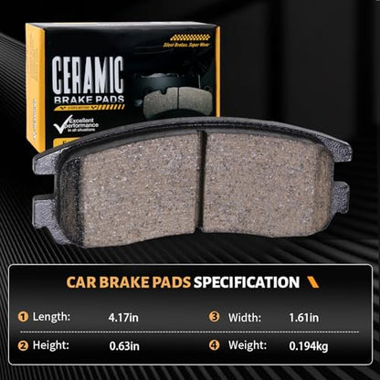 D698 Rear Ceramic Brake Pads Kit Fit For Buick Century 1997-2005, For LaCrosse 2008-2009, For Regal 1997-2004, For Rendezvous 2002-2007, For Chevrolet Impala 2000-2010 - size: HZ698