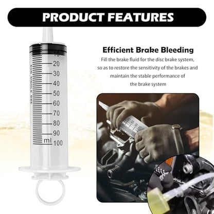 5PCS Motorcycle Brake Bleeder Kit,Disc Brake Fluid Bleeder Kit Includes Hose,100ml Syringe,Clamp,Screws,Profesional Reverse Brakes Bleeders Kits for Motorcycle,Quads,Scooters