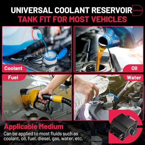 BDFHYK Coolant Overflow Tank, Aluminum Radiator Reservoir Tank, 1L Reservoir Expansion Tank Universal, Black - color: black, size: 1 Liters