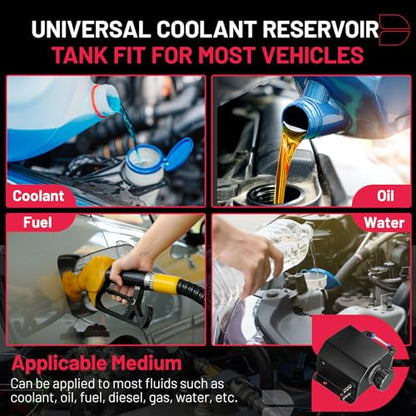 BDFHYK Coolant Overflow Tank, Aluminum Radiator Reservoir Tank, 1L Reservoir Expansion Tank Universal, Black - color: black, size: 1 Liters