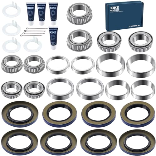 XiKe 25580 25520 & LM67048 LM67010 Trailer Bearings Wheel Hub Kit, 4 Sets - size: 25580/20 ＆ LM67048/10 + Seal ID 2.125'' ＆ 2.250'', style: Pack 4 Set