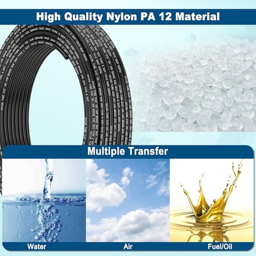 5/32" DOT Air Line, 100FT SAE J844 PA12 Nylon Air Tubing with Cutter - size: 5/32" OD 100FT