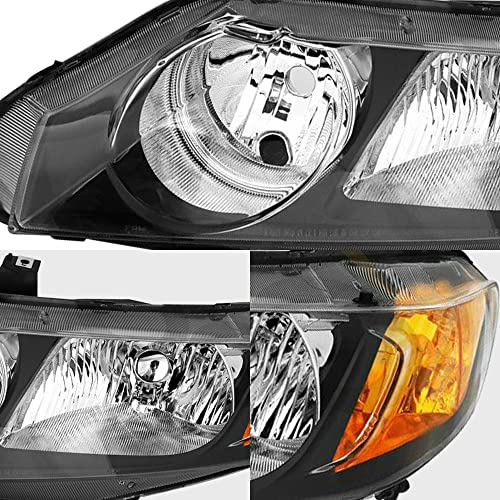 PartsFlow Halogen Headlight Chrome Housing Clear Lens Headlamp Left Drive Side Without Bulb For 2006 2007 2008 2009 2010 2011 Honda Civic 33151SNAA02 - color: Left