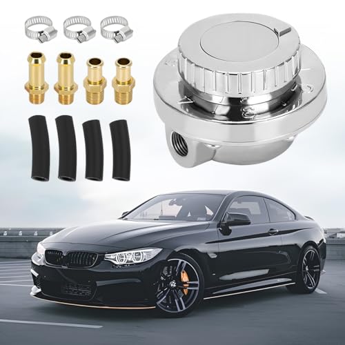 Manual Adjustable Fuel Pressure Regulator, 1-5PSI Carb Fuel Pump Pressure Regulator with 8mm & 10mm Adapter for Carburetor Engine, Auto Gauge Accessories, Universal for Most Vehicles