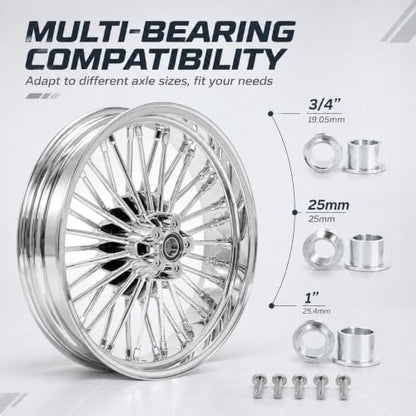 TOFR 18x3.5 Fat Spoke Chrome Front Wheel For Harley Softail Choppers 00-22 - color: Chrome, size: Front:18x3.5