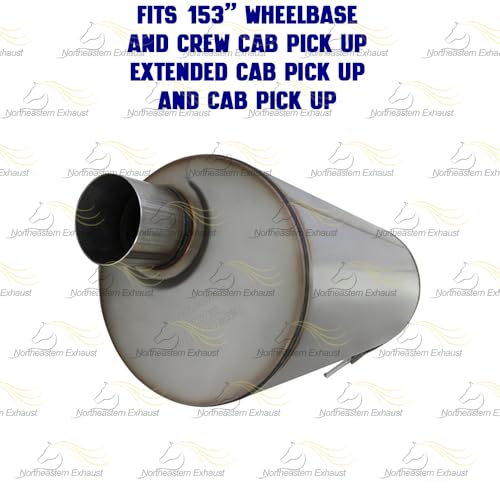 Exhaust Muffler Compatible with GMC Sierra 2500 HD Classic 2007 8.1L | Stainless Steel | Northeastern Exhaust | Includes Clamps and Hangers | Direct-Fit Replacement
